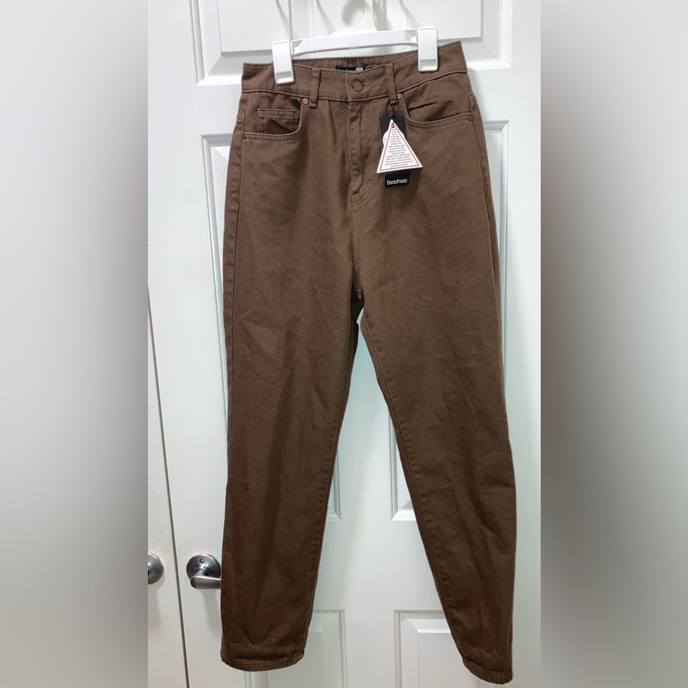 Boohoo Blue Women’s Brown Chocolate Mom Jeans Size 4 New